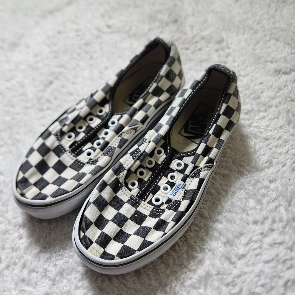 Vans Authentic Checkerboard Black White Kids Sneakers 3.5 Men 5 Women